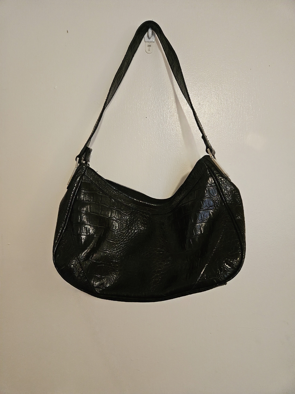liz & co. Black Croc-Embossed Shoulder Hobo